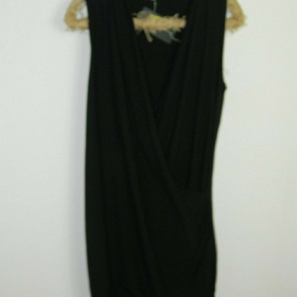 Bryn Walker Dress Black Faux Wrap Organic Small‎